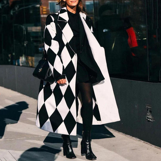 Wool Blend Graphic Coat | Oversized Fit | Winter Streetwear Layer