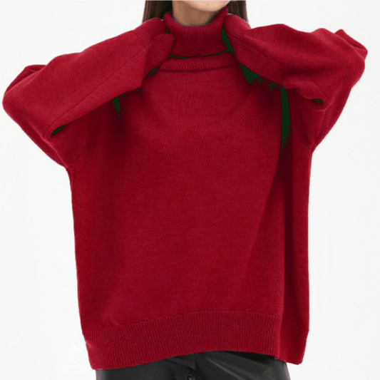 Oversized Knit Turtleneck Sweater | Ribbed Hem | Cozy Relaxed Fit