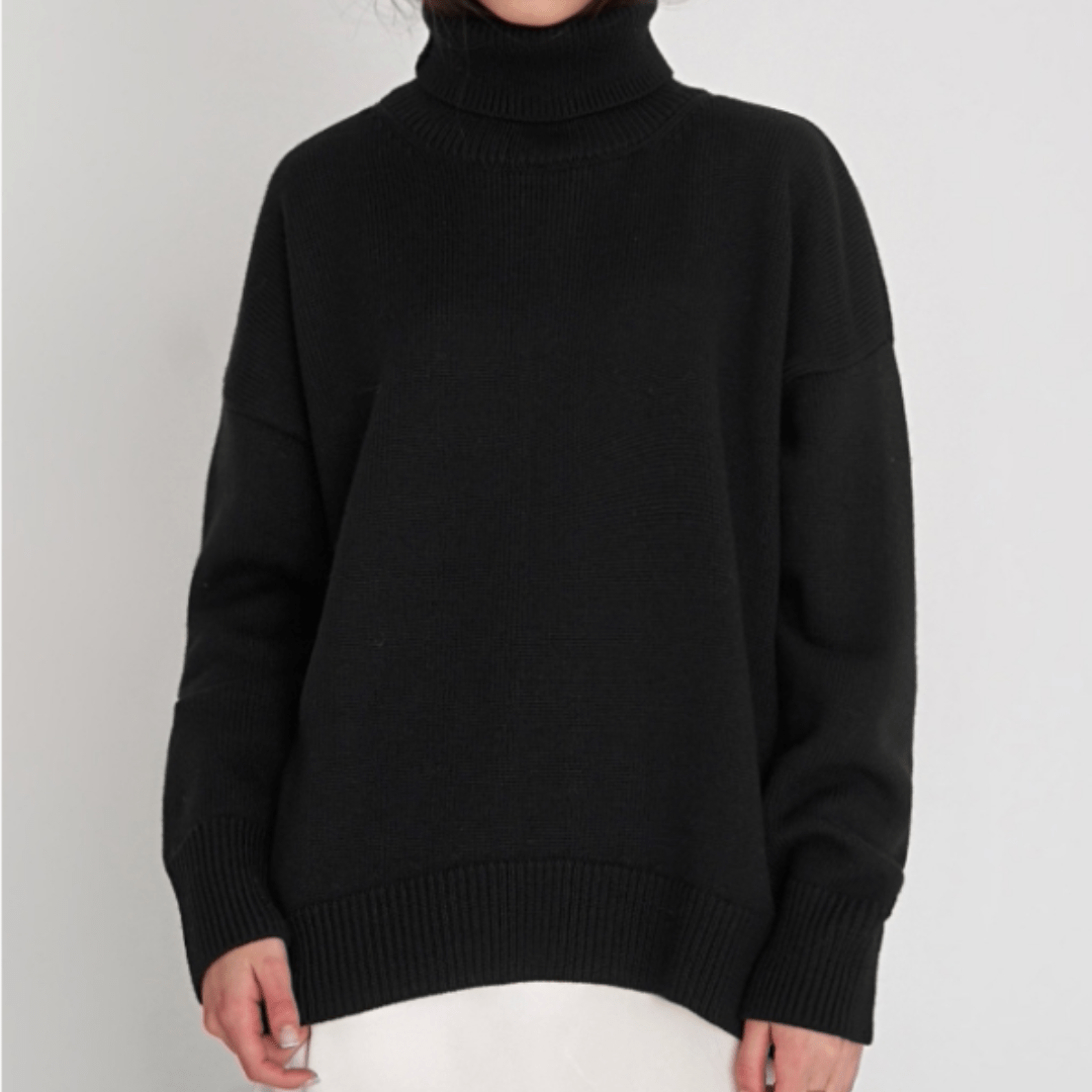 Oversized Knit Turtleneck Sweater | Ribbed Hem | Cozy Relaxed Fit
