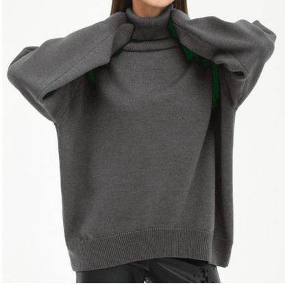 Oversized Knit Turtleneck Sweater | Ribbed Hem | Cozy Relaxed Fit