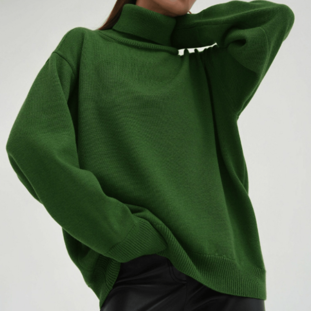 Oversized Knit Turtleneck Sweater | Ribbed Hem | Cozy Relaxed Fit