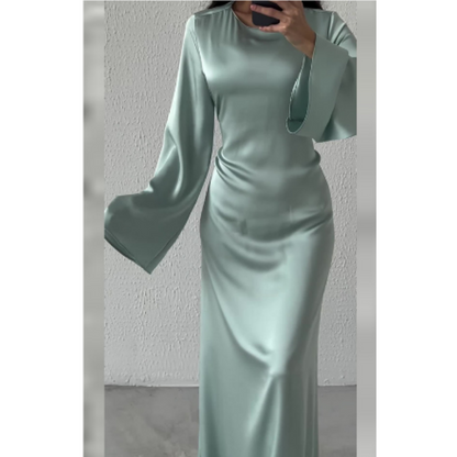 Women's Long Sleeve Mermaid Gown | Elegant Maxi Dress | Formal Fall Winter Evening Wear
