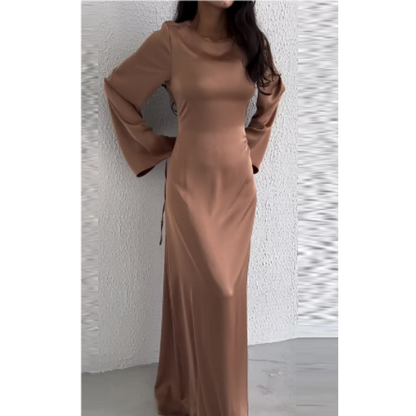 Women's Long Sleeve Mermaid Gown | Elegant Maxi Dress | Formal Fall Winter Evening Wear