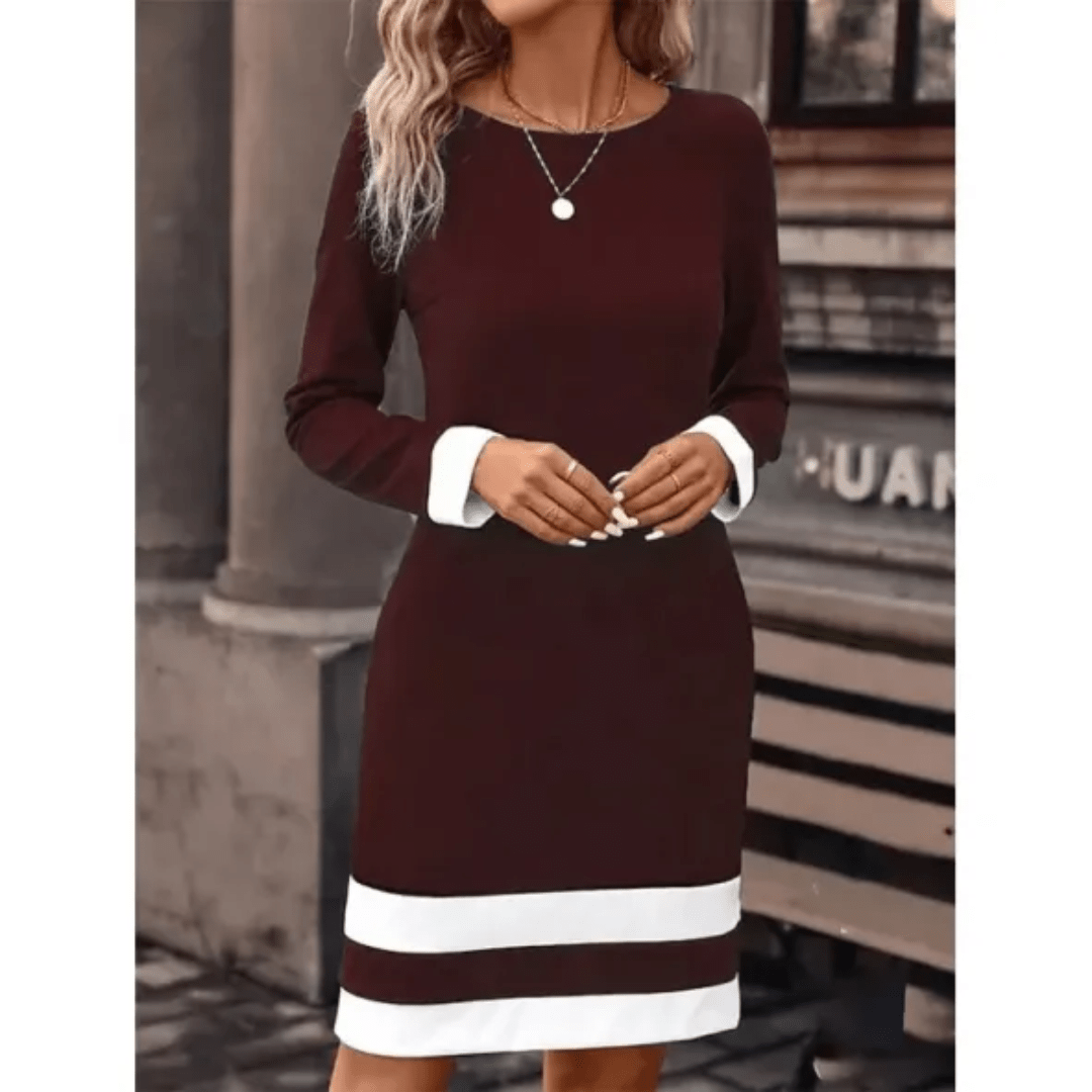 Long Sleeve Knit Colourblock Dress | Casual to Office-Ready Fall Staple