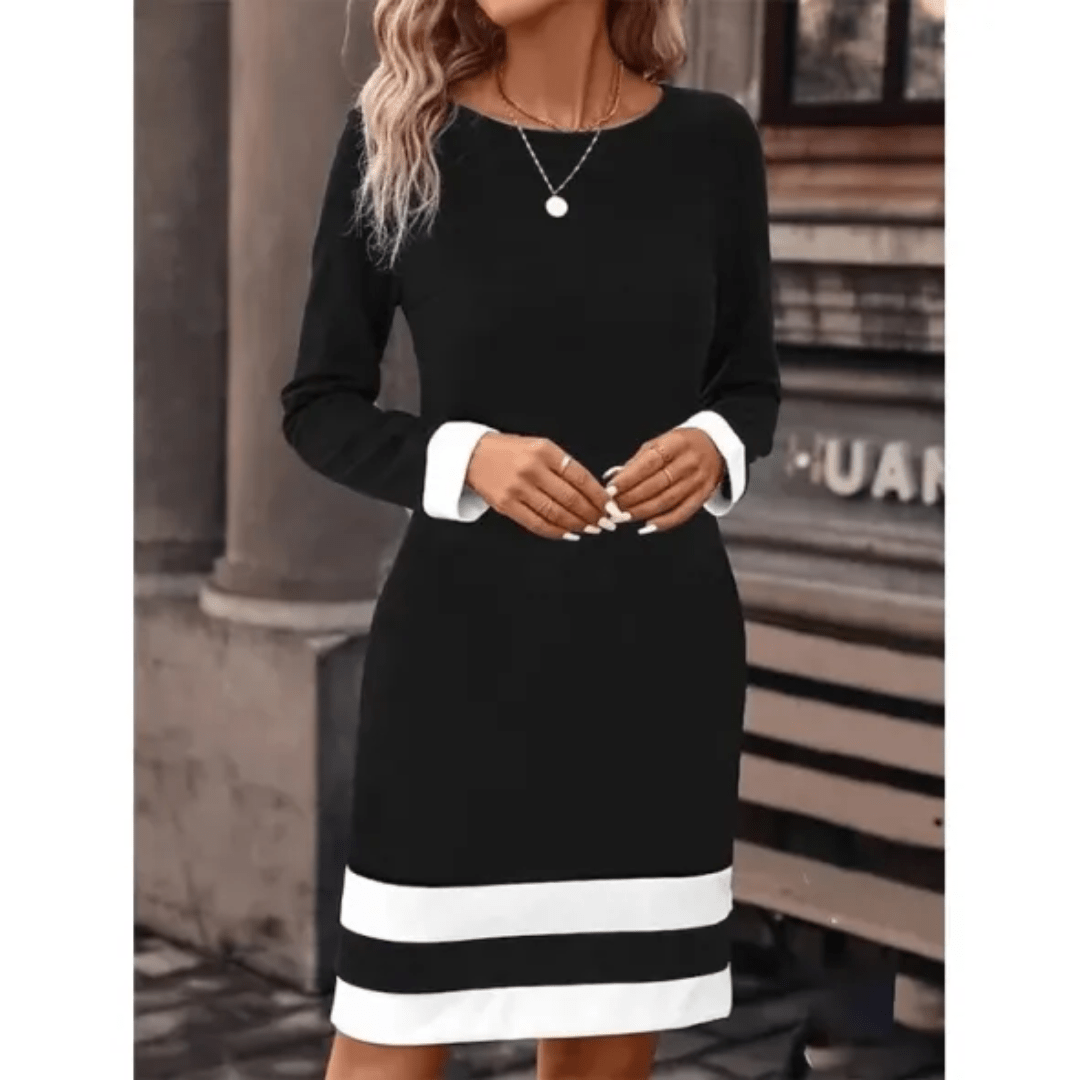 Long Sleeve Knit Colourblock Dress | Casual to Office-Ready Fall Staple