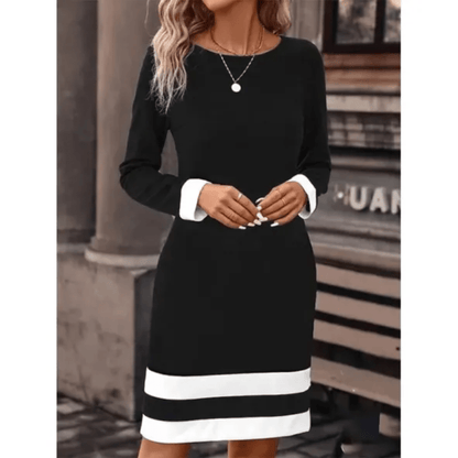 Long Sleeve Knit Colourblock Dress | Casual to Office-Ready Fall Staple