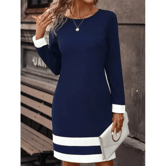 Long Sleeve Knit Colourblock Dress | Casual to Office-Ready Fall Staple