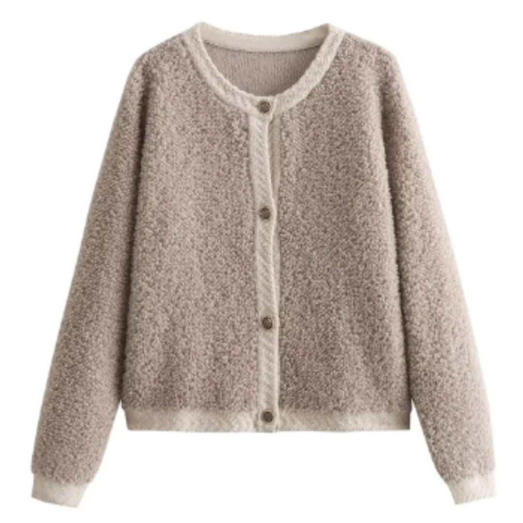 Women's Textured Knit Button Cardigan | Soft Bouclé Sweater | Casual Fall Winter Layer