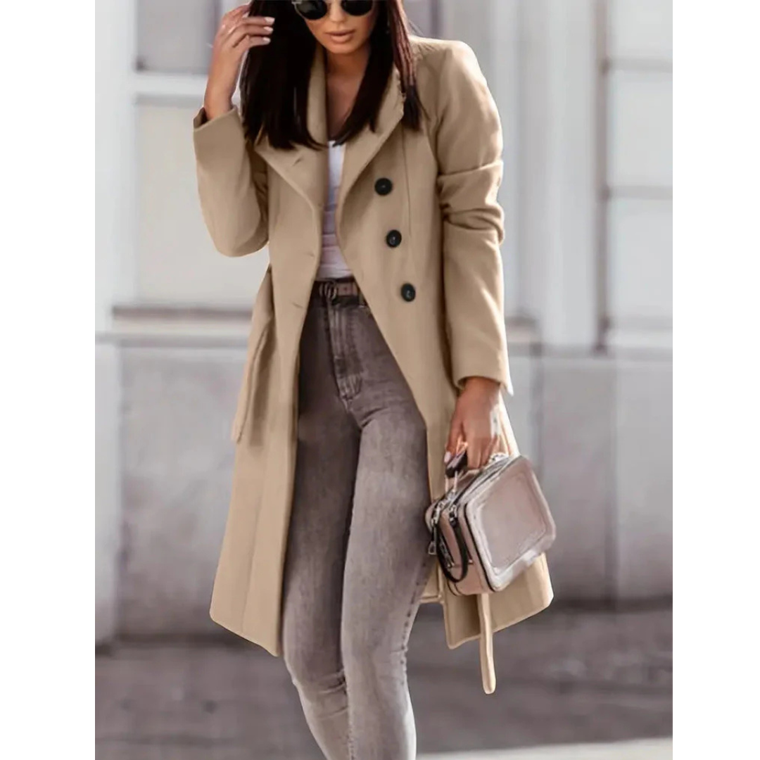 Tailored Wool-Blend Trench Coat | Double-Breasted Fall Jacket | Smart Casual Outerwear Canada