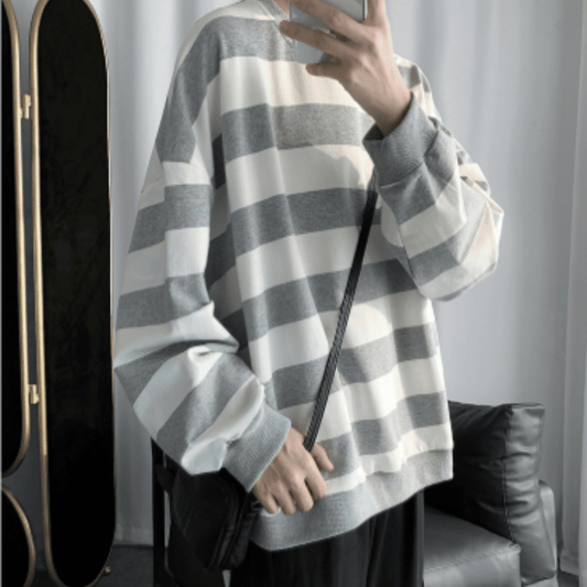 Striped Crewneck Sweatshirt | Relaxed Fit | Cotton Blend