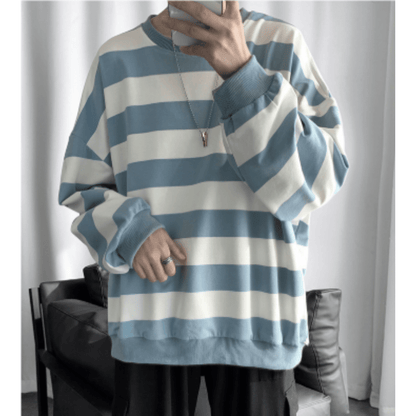 Striped Crewneck Sweatshirt | Relaxed Fit | Cotton Blend