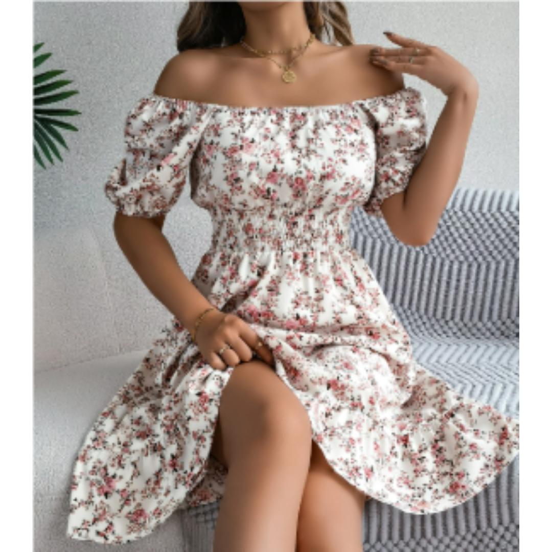 Off-Shoulder Floral Midi Dress | Smocked Waist | Summer Casual Sundress