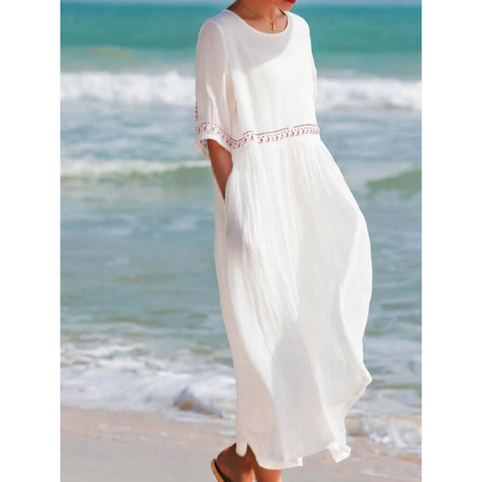 Boho Embroidered Midi Dress | Lightweight Cotton Beach Cover-Up | Relaxed Summer Outfit Canada