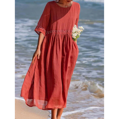 Boho Embroidered Midi Dress | Lightweight Cotton Beach Cover-Up | Relaxed Summer Outfit Canada