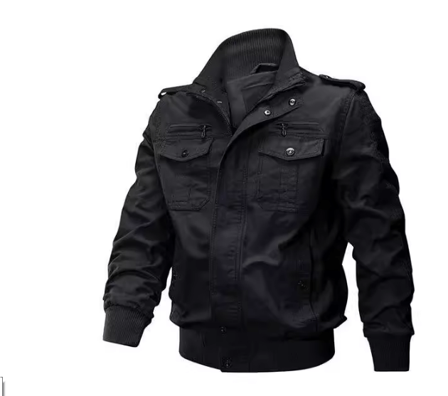 Men's Military-Style Bomber Jacket | Durable Cotton Blend | Casual Utility Design