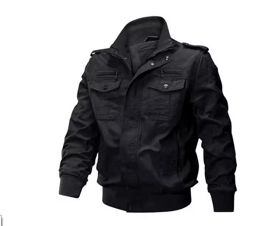 Men's Military-Style Bomber Jacket | Durable Cotton Blend | Casual Utility Design