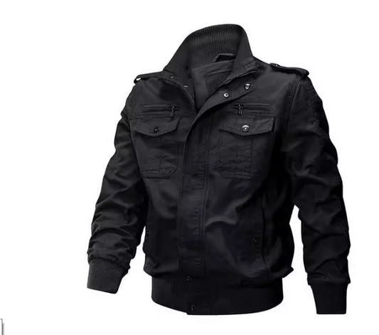 Men's Military-Style Bomber Jacket | Durable Cotton Blend | Casual Utility Design