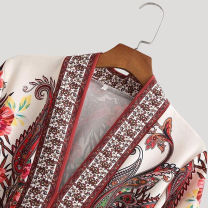Boho Belted Mini Dress | Paisley Print & Long Sleeves | Lightweight Cotton Blend