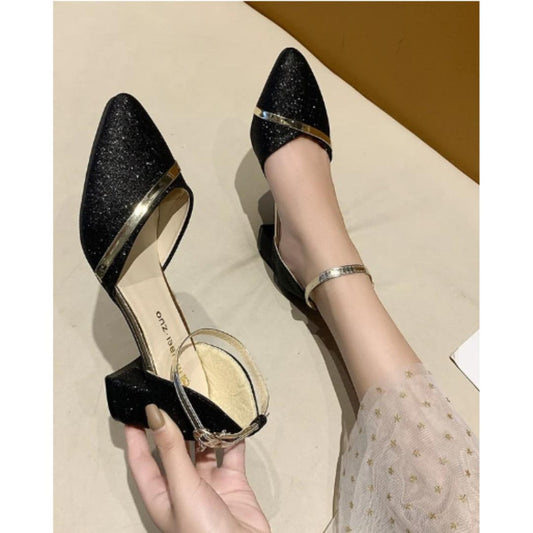 Glitter Block Heel Pumps | Ankle Strap Dress Shoes | Sparkly Closed-Toe Party Heels