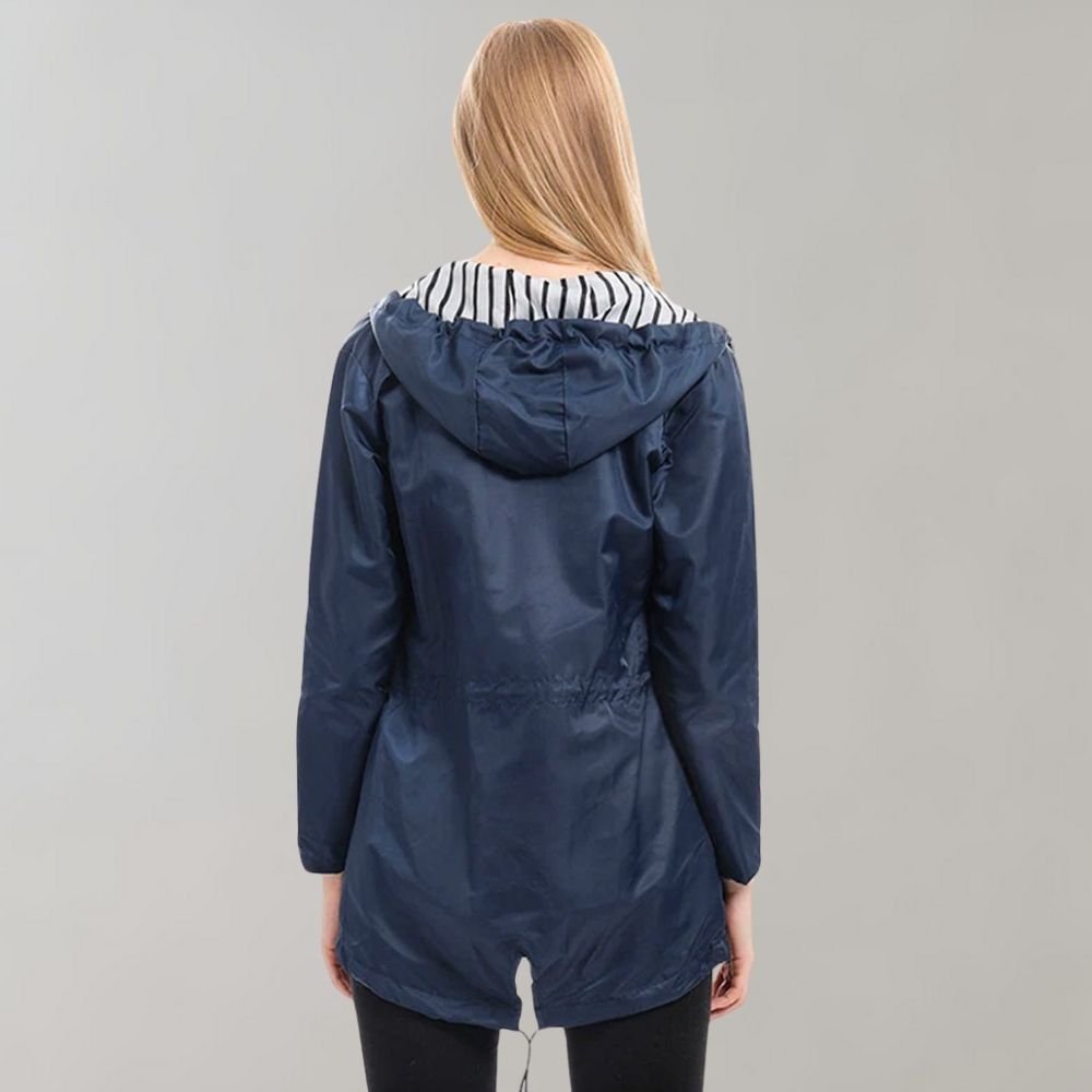 Striped Lined Rain Jacket | Water-Resistant & Lightweight | Hooded Design | Everyday Outerwear