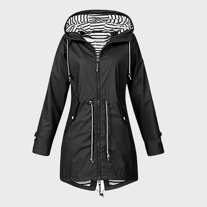 Striped Lined Rain Jacket | Water-Resistant & Lightweight | Hooded Design | Everyday Outerwear