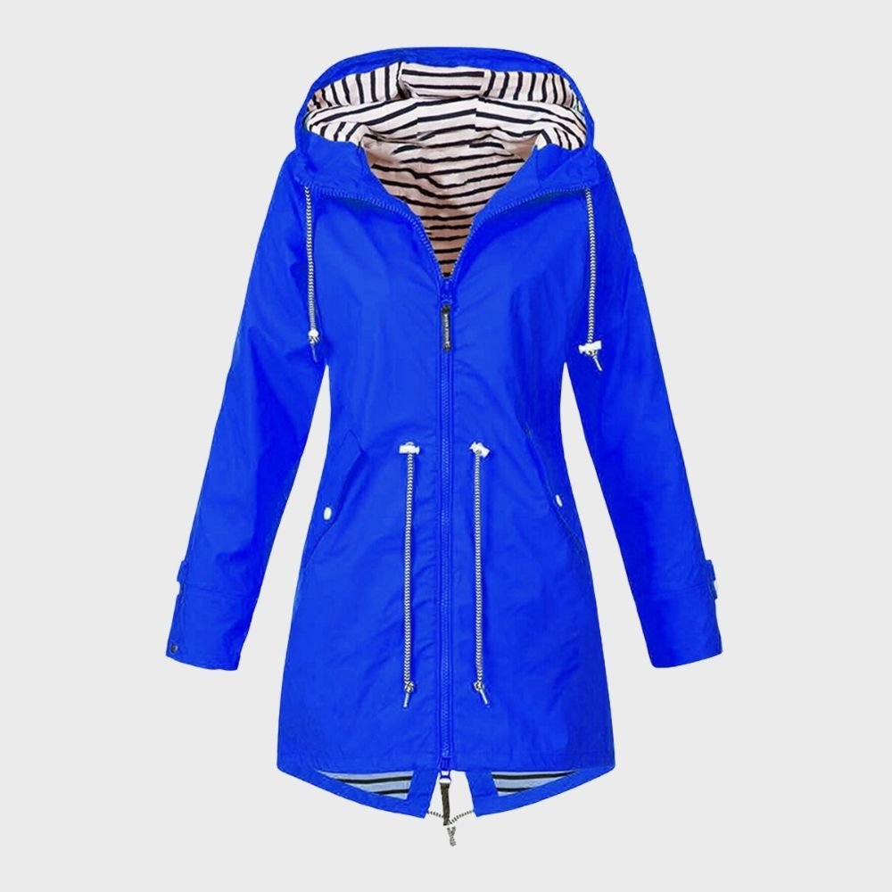 Striped Lined Rain Jacket | Water-Resistant & Lightweight | Hooded Design | Everyday Outerwear