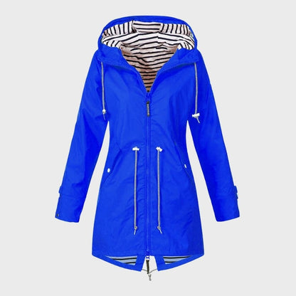 Striped Lined Rain Jacket | Water-Resistant & Lightweight | Hooded Design | Everyday Outerwear