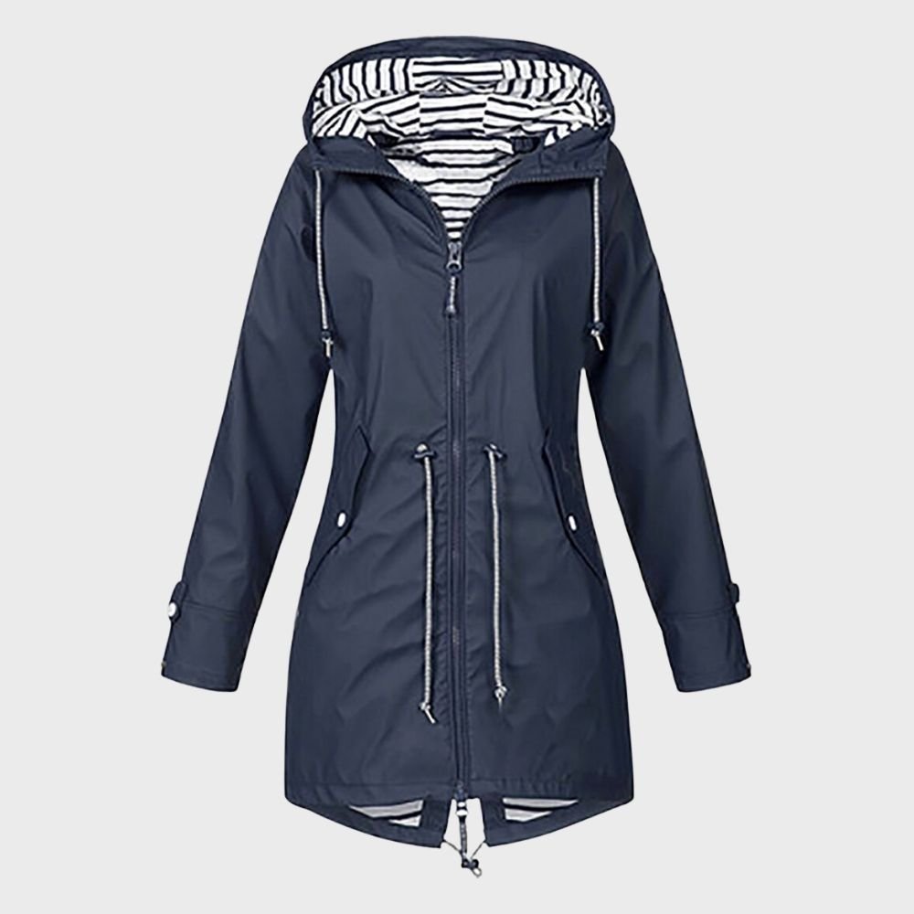 Striped Lined Rain Jacket | Water-Resistant & Lightweight | Hooded Design | Everyday Outerwear
