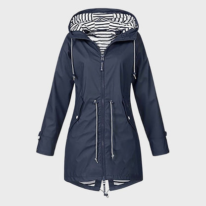 Striped Lined Rain Jacket | Water-Resistant & Lightweight | Hooded Design | Everyday Outerwear