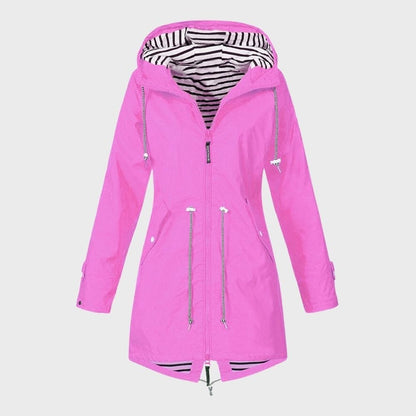 Striped Lined Rain Jacket | Water-Resistant & Lightweight | Hooded Design | Everyday Outerwear