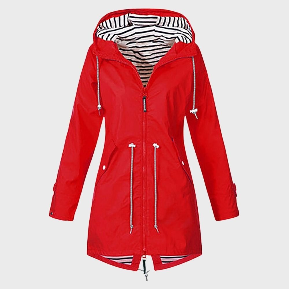 Striped Lined Rain Jacket | Water-Resistant & Lightweight | Hooded Design | Everyday Outerwear
