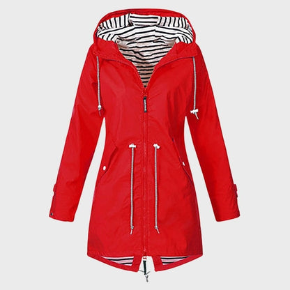 Striped Lined Rain Jacket | Water-Resistant & Lightweight | Hooded Design | Everyday Outerwear