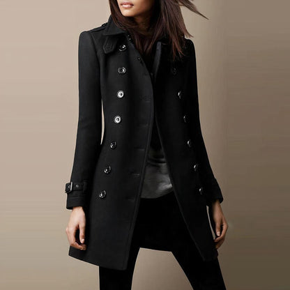 Double-Breasted Military Coat | Structured Fit | Button Detail Mid-Length
