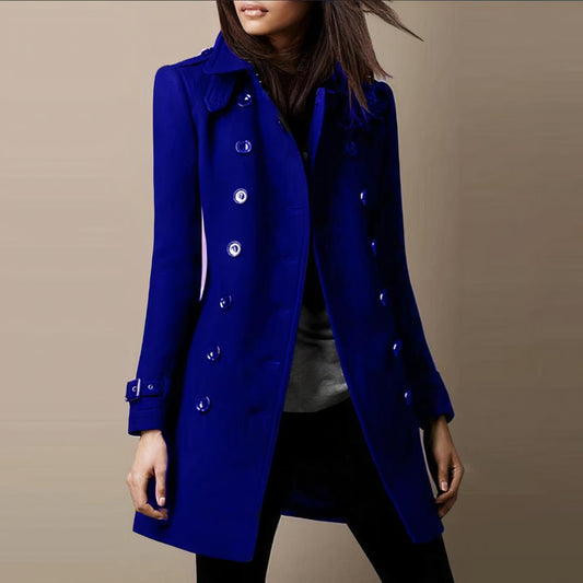 Double-Breasted Military Coat | Structured Fit | Button Detail Mid-Length