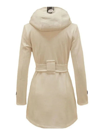 Elegant Hooded Peacoat | Double-Breasted Design | Warm Wool Blend | Winter Outerwear