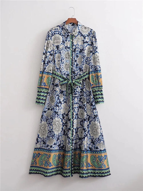 Bohemian Maxi Dress | Floral Print | Lightweight Cotton Blend | Spring to Summer Style