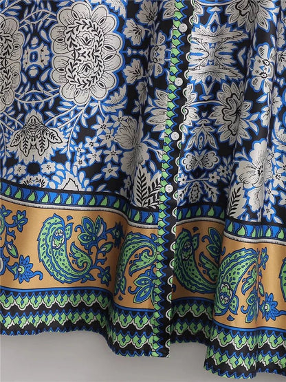 Bohemian Maxi Dress | Floral Print | Lightweight Cotton Blend | Spring to Summer Style