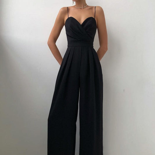 Strapless Pleated Jumpsuit | Wide-Leg Silhouette | Elegant Evening One-Piece