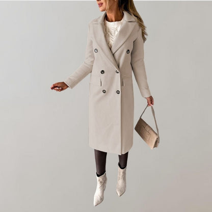 Double-Breasted Long Coat | Tailored Fit | Classic Wool-Blend Elegance