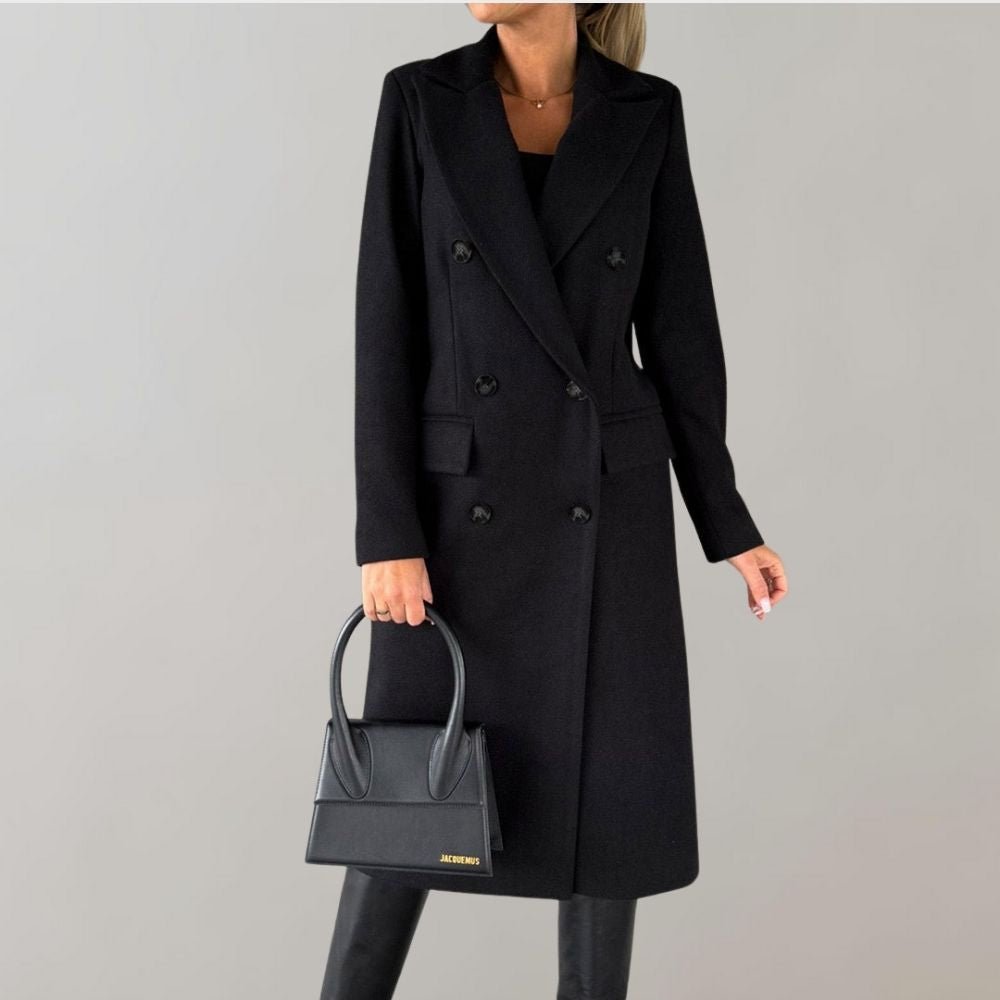 Double-Breasted Long Coat | Tailored Fit | Classic Wool-Blend Elegance
