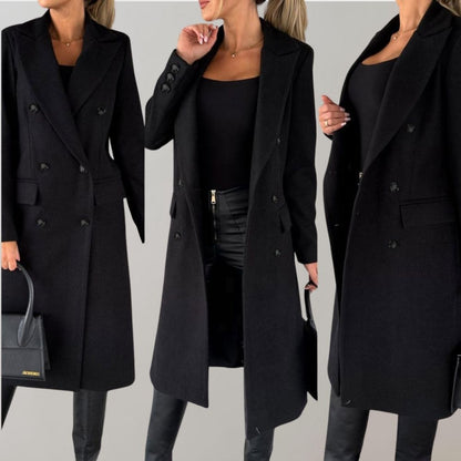 Double-Breasted Long Coat | Tailored Fit | Classic Wool-Blend Elegance