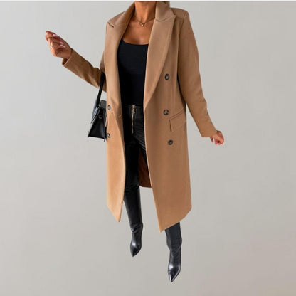 Double-Breasted Long Coat | Tailored Fit | Classic Wool-Blend Elegance