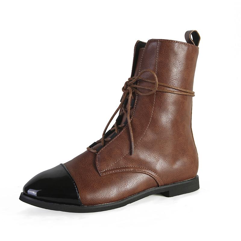 Lace-Up Leather Ankle Boots | Cap Toe | Two-Tone Combat Style