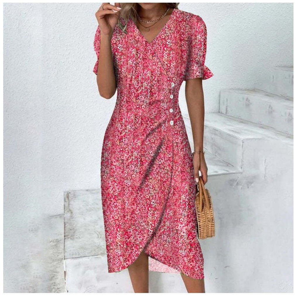 Polka Dot Wrap Midi Dress | Puff Sleeve Detail | Lightweight Fabric | Casual Elegance