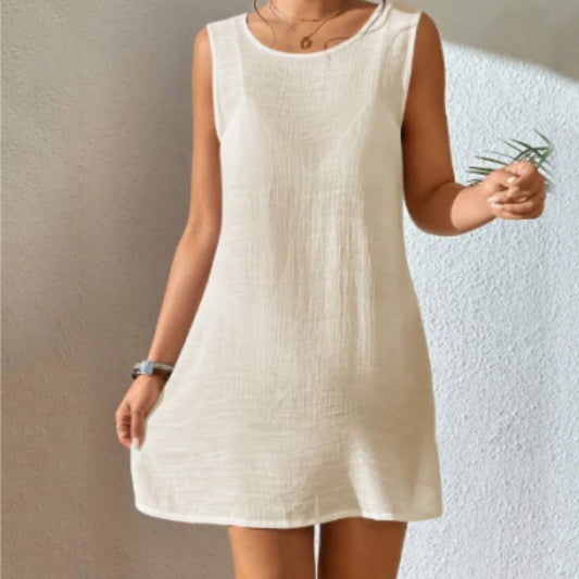Sleeveless Cotton Gauze Dress | Minimalist A-Line Fit | Lightweight Summer Essential