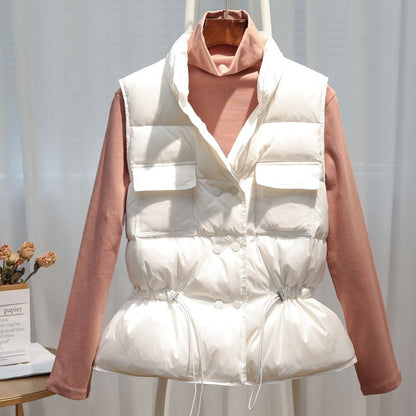 Puffer Vest with Drawstring Waist | Snap-Front Lightweight Outerwear | Winter Layering Vest Canada