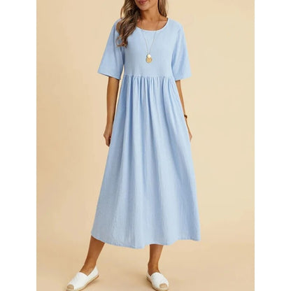 Relaxed Cotton Maxi Dress | Short Sleeve | Minimalist Everyday Style