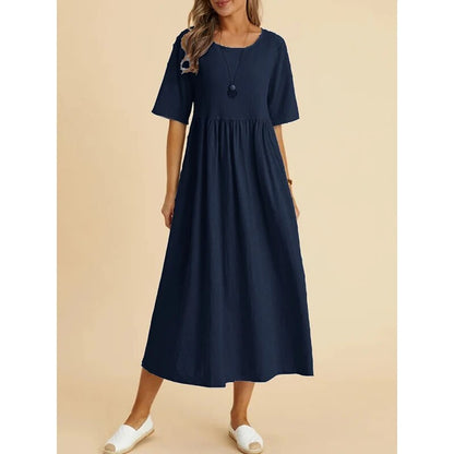 Relaxed Cotton Maxi Dress | Short Sleeve | Minimalist Everyday Style