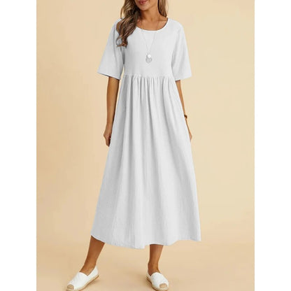 Relaxed Cotton Maxi Dress | Short Sleeve | Minimalist Everyday Style