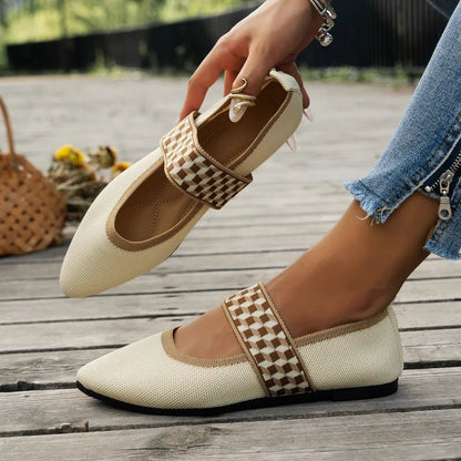 Pointed Toe Flats | Textured Strap Detail | Cushioned Insole